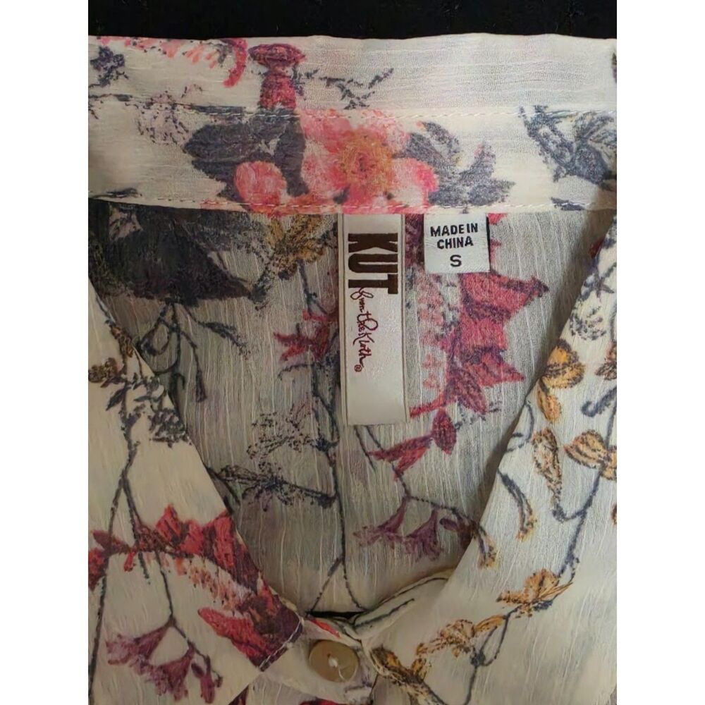 Sheer, lightweight floral button-down blouse KUT from the Kloth S